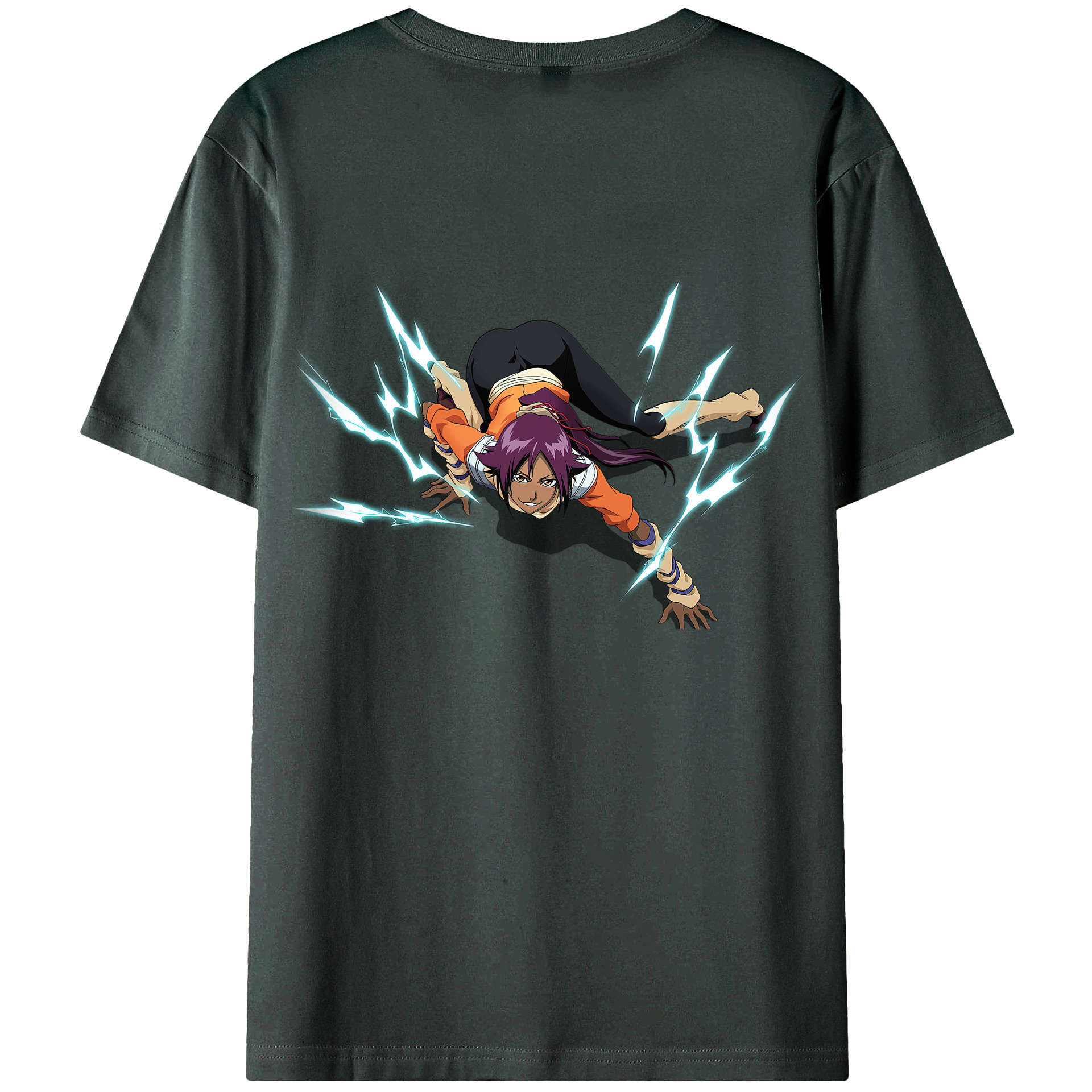 （画像用） ブリーチ 四楓院 夜一（しほういん よるいち） BLEACH Shihouin Yoruichi 綿100％ メンズ半袖Tシャツ（バックプリント） 通気性